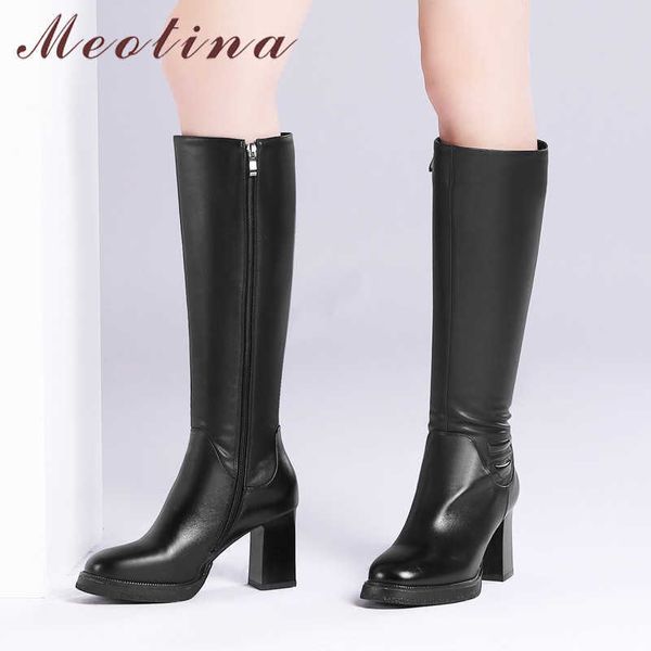 meotina women long boots shoes genuine leather platform high heel knee-high boots zipper chunky heels ladies boots winter black 210608
meotina women long boots shoes genuine leather platform high heel knee-high boots zipper chunky heels ladies boots winter black 210608