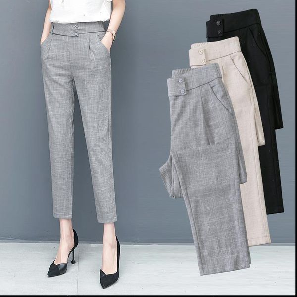 spring summer work wear casual womens capri plus size 3xl slim high waist gray harem ah332, Black;white
spring summer work wear casual womens capri plus size 3xl slim high waist gray harem ah332, Black;white
