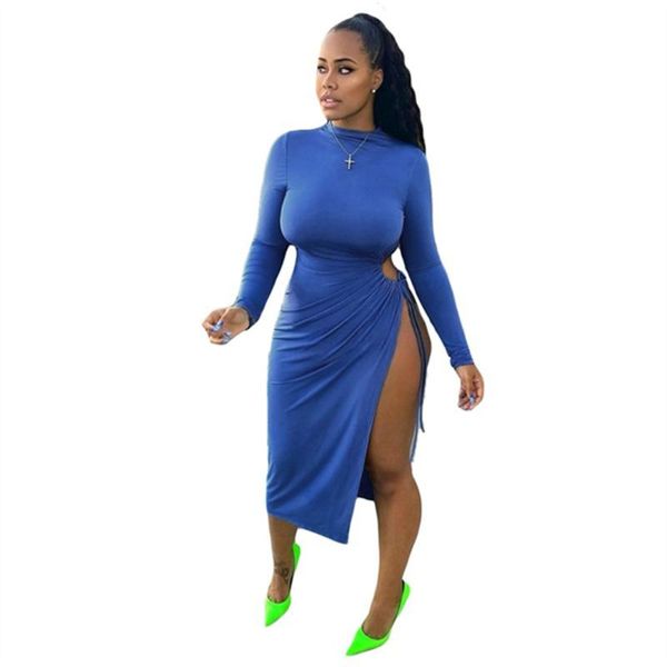casual dresses rstylish women autumn solid color 2021 elegant long sleeve high slit bandage bodycon night club maxi dress, Black;gray
casual dresses rstylish women autumn solid color 2021 elegant long sleeve high slit bandage bodycon night club maxi dress, Black;gray