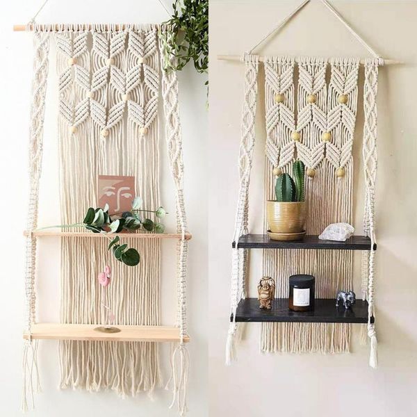 tapestries bohemian hand-woven macrame hanging planter basket wooden shelves multi layers rack wall tapestry home room decor
tapestries bohemian hand-woven macrame hanging planter basket wooden shelves multi layers rack wall tapestry home room decor