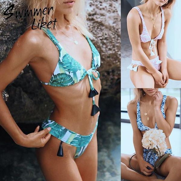 women's swimwear leaves print green two-piece suits strappy women swimsuit push up bathing suit biquini brazil bikinis 2021 woman, White;black
women's swimwear leaves print green two-piece suits strappy women swimsuit push up bathing suit biquini brazil bikinis 2021 woman, White;black