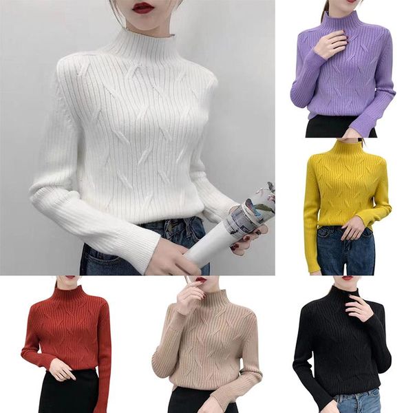 women's sweaters korean style solid color sweater autumn winter turtleneck long sleeves knit pullover arrive, White;black
women's sweaters korean style solid color sweater autumn winter turtleneck long sleeves knit pullover arrive, White;black