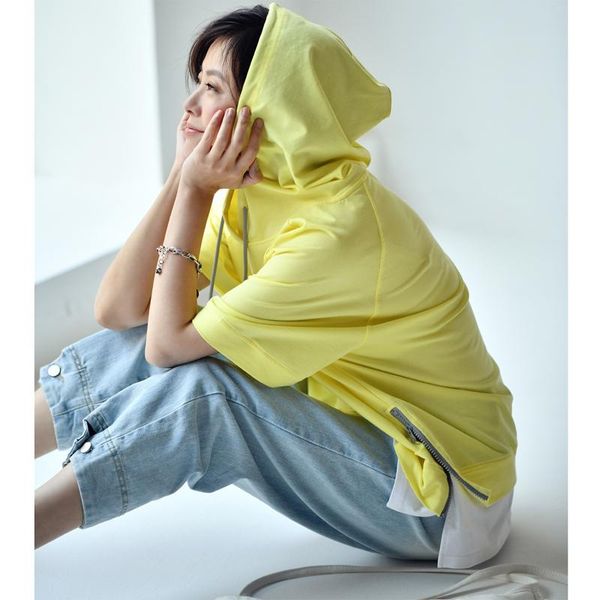 korean fashion alphabet printed spliced false two hooded short sleeves t-shirt women's, White
korean fashion alphabet printed spliced false two hooded short sleeves t-shirt women's, White