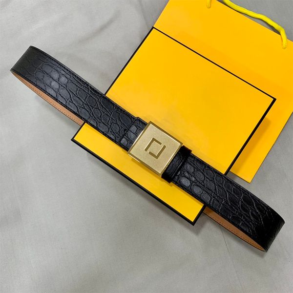 

fashion designer belts mens leather men belt waistband golden sliver letter f buckle girdle square width 4cm with box jariser, Black;brown
