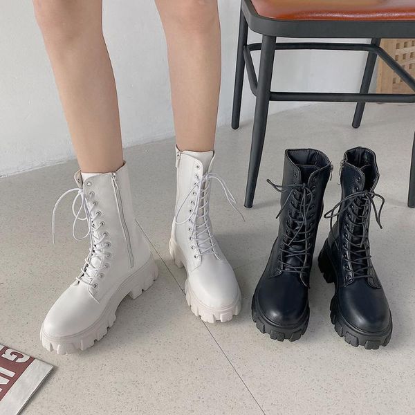 motorcycle boots trend fashion all-match women's thick bottom british style middle tube, Black
motorcycle boots trend fashion all-match women's thick bottom british style middle tube, Black