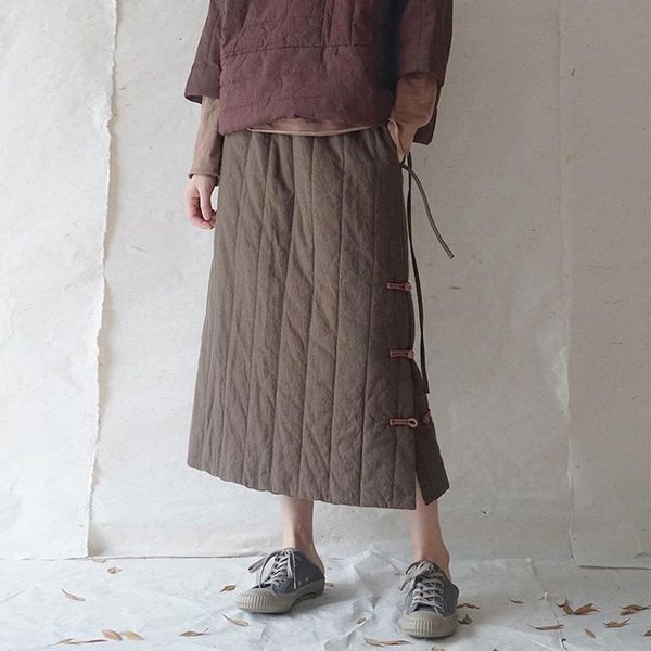 skirts scuwlinen 2021 winter women vintage solid plate buttons elastic waist loose zen cotton padded skirt p316, Black
skirts scuwlinen 2021 winter women vintage solid plate buttons elastic waist loose zen cotton padded skirt p316, Black