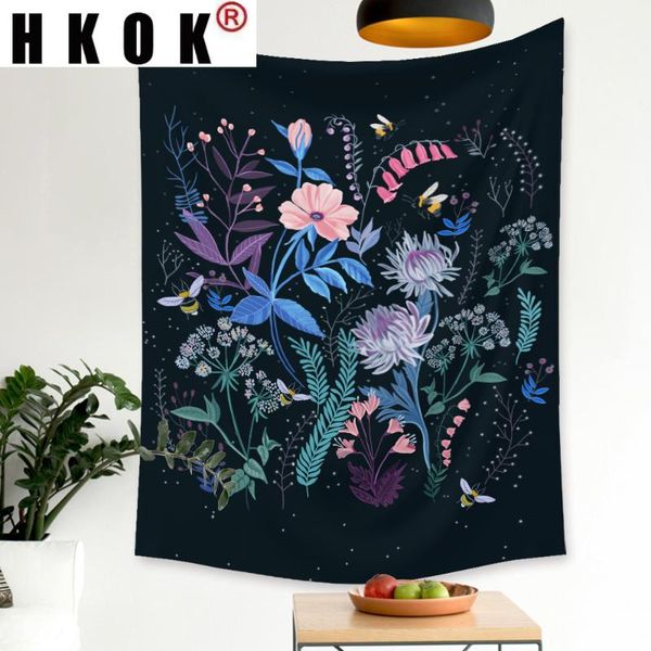 tapestries hkok floral buttefly mandala tapestry wall hanging covering rugs background cloth beach mat blanket art bedroom dorm home decor