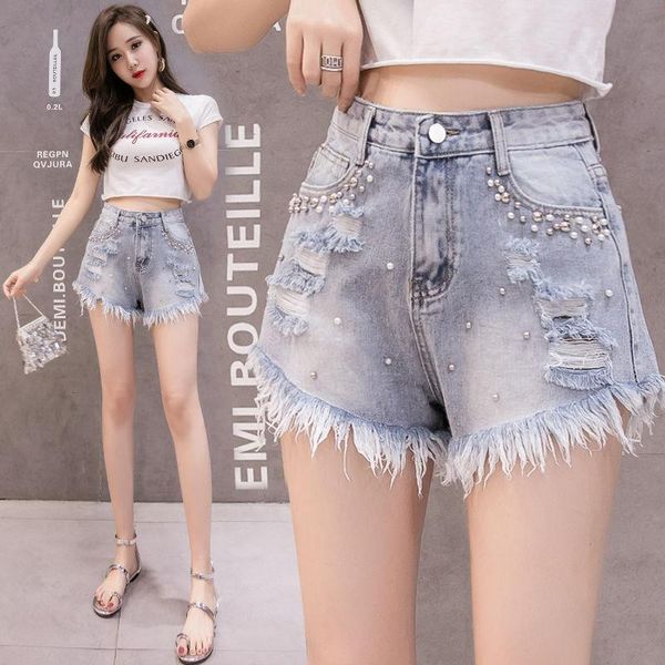 women's shorts fashion summer style slim broad leg freyed edge rivet beads washed hole lady girls denim femanie, White;black
women's shorts fashion summer style slim broad leg freyed edge rivet beads washed hole lady girls denim femanie, White;black
