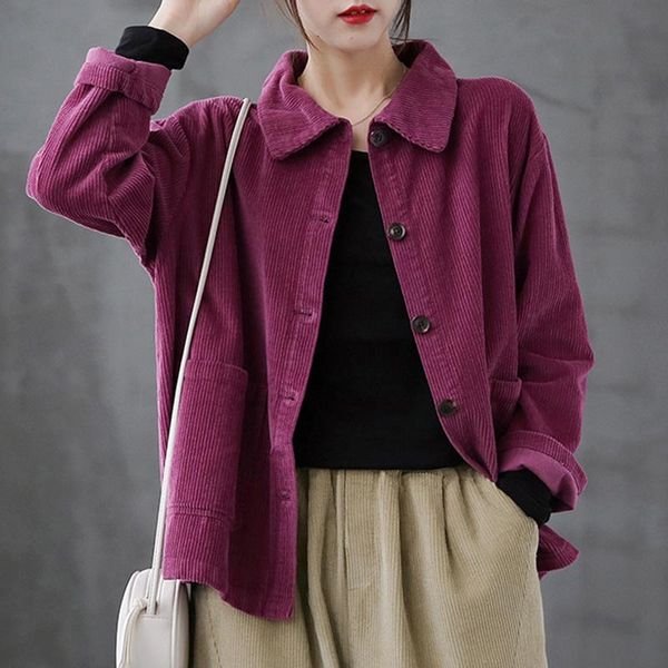 women's jackets johnature women corduroy jacket turn-down collar long sleeve pocket solid color button coats 2021 autumn vintage loose, Black;brown
women's jackets johnature women corduroy jacket turn-down collar long sleeve pocket solid color button coats 2021 autumn vintage loose, Black;brown