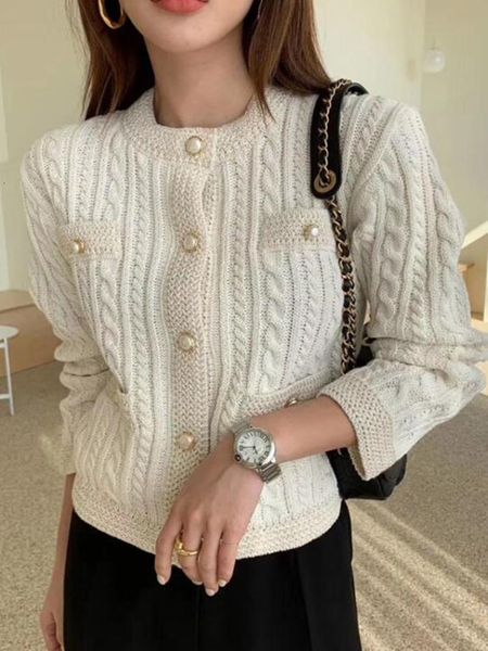 women's knits & tees zawfl women's wear, round neck fashion knitted tight twisted sweater with a row of buttons, autumn 2021, White
women's knits & tees zawfl women's wear, round neck fashion knitted tight twisted sweater with a row of buttons, autumn 2021, White
