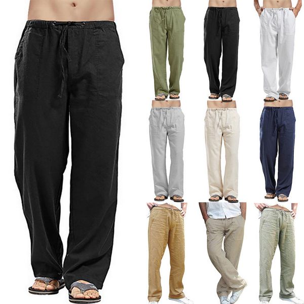 Fashion Boutique Pants 2021 Men' Linen Casual Spring and Autumn Cotton, White