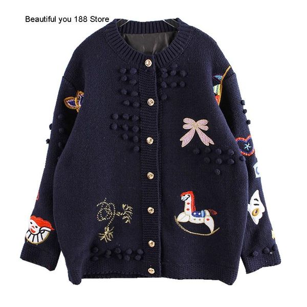women's sweaters lazy wind old heavy embroidery knitting cardigan coat sweater cartoon loose and thick, White;black
women's sweaters lazy wind old heavy embroidery knitting cardigan coat sweater cartoon loose and thick, White;black
