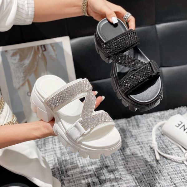 women summer sandals outdoor crystal slippers blingbling gladiator high platform thick sole genuine leather fashion shoes beach, Black
women summer sandals outdoor crystal slippers blingbling gladiator high platform thick sole genuine leather fashion shoes beach, Black