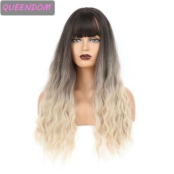 26 inch long wavy womens wigs omber brown body wave cosplay wig with bangs african american synthetic heat resistant lolita wig, Black
26 inch long wavy womens wigs omber brown body wave cosplay wig with bangs african american synthetic heat resistant lolita wig, Black