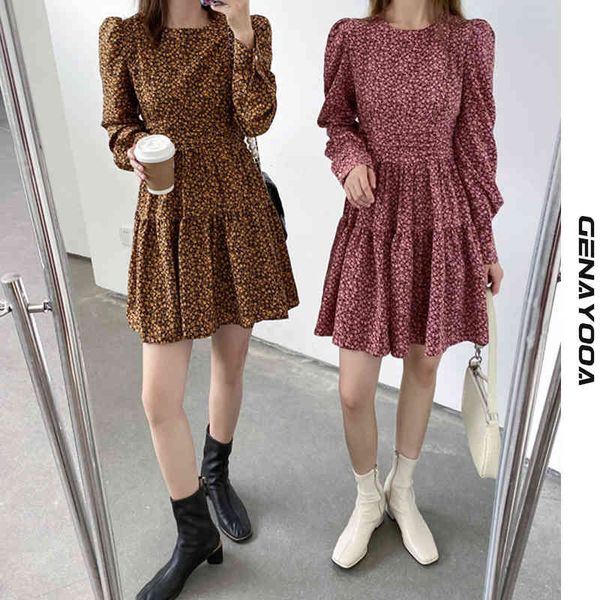 genayooa vintage floral printed women long puff sleeve ladies mini spring autumn party dress korean vestido 210417, Black;gray
genayooa vintage floral printed women long puff sleeve ladies mini spring autumn party dress korean vestido 210417, Black;gray