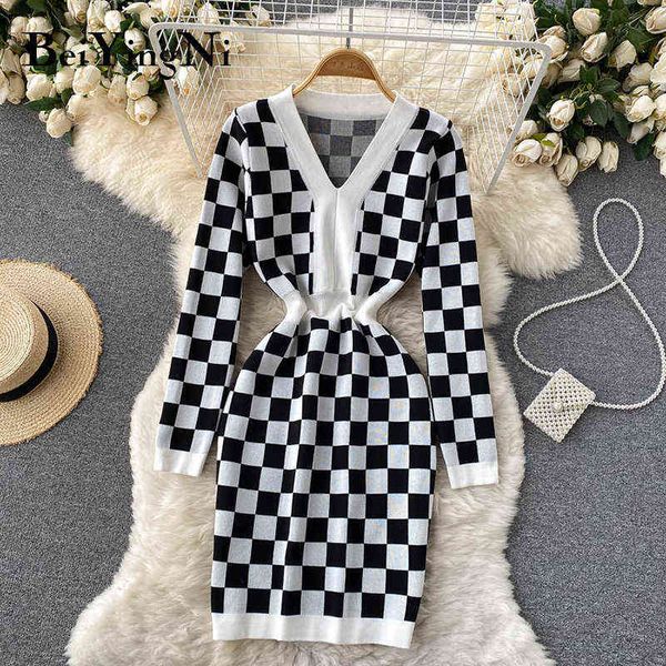 beiyingni luxury french stylish plaid dress women v-neck temperament knit bodycon mini dresses ladies long sleeve vestidos y1204, Black;gray
beiyingni luxury french stylish plaid dress women v-neck temperament knit bodycon mini dresses ladies long sleeve vestidos y1204, Black;gray