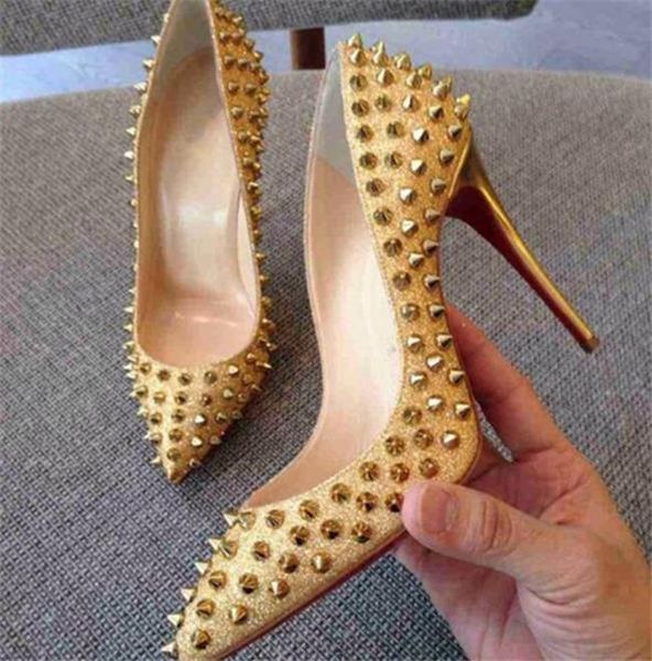 dress shoes fashion rivets women pumps stilettos high heel 11cm wedding club single silver gold elegant ladies, Black
dress shoes fashion rivets women pumps stilettos high heel 11cm wedding club single silver gold elegant ladies, Black