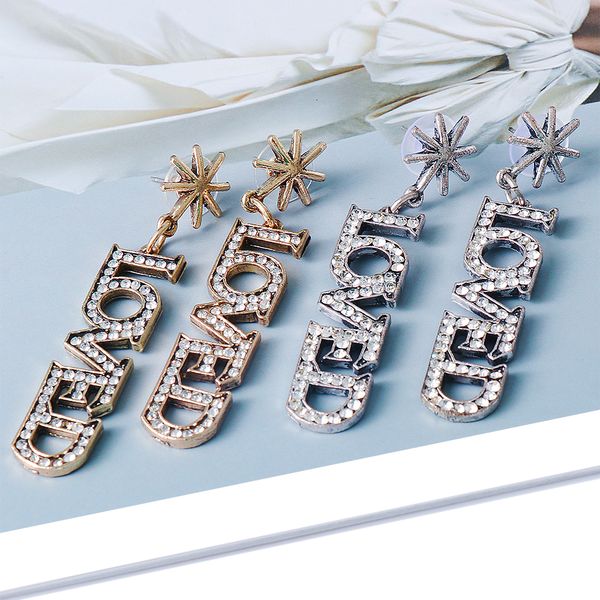 dangle & chandelier trend strange design geometry earrings for women exquisite letter rhinestone sweet temperament girl accessories first ch, Silver
dangle & chandelier trend strange design geometry earrings for women exquisite letter rhinestone sweet temperament girl accessories first ch, Silver