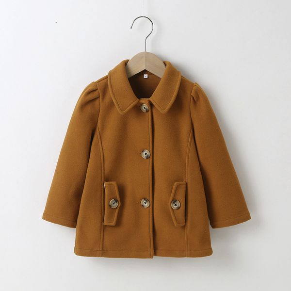 spring and autumn girl's solid color coat children's leisure style brown medium length girl's coat, White
spring and autumn girl's solid color coat children's leisure style brown medium length girl's coat, White