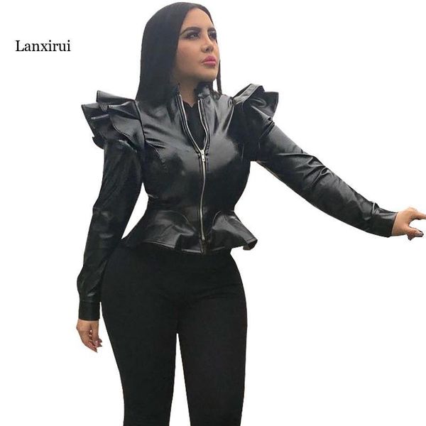 women's jackets black faux leather bomber jacket women long sleeve zipper ruffle shrug motorcycle slim short coats and outerwear, Black;brown
women's jackets black faux leather bomber jacket women long sleeve zipper ruffle shrug motorcycle slim short coats and outerwear, Black;brown