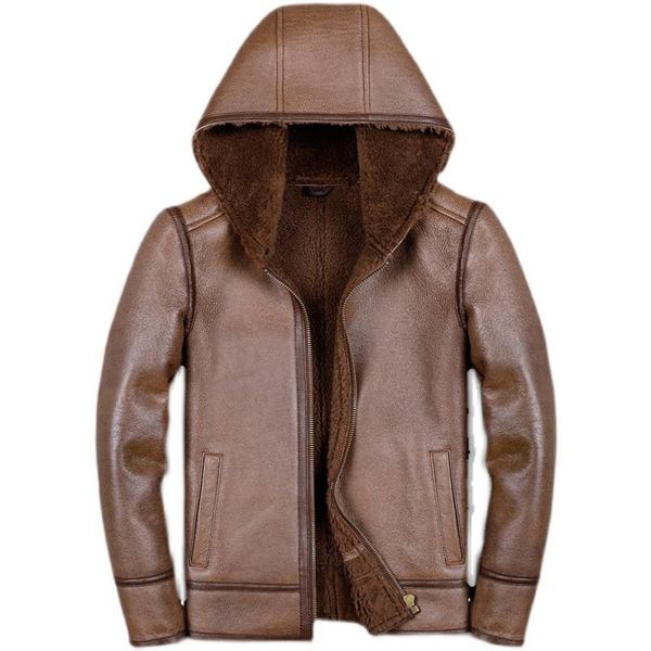 men's leather & faux sheepskin wool jackets genuine fur hooded coat male winter casual warm, Black
men's leather & faux sheepskin wool jackets genuine fur hooded coat male winter casual warm, Black