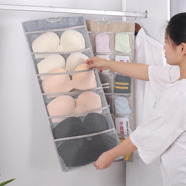 storage bags dual-sided hanging closet organizer foldable bag socks bra underwear rack hanger for wardrobe
storage bags dual-sided hanging closet organizer foldable bag socks bra underwear rack hanger for wardrobe