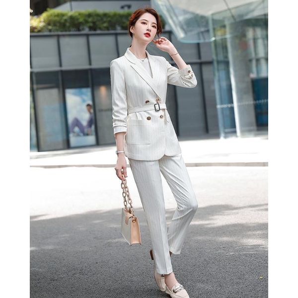 elegant office work wear pant suits ol 2 piece sets striped double breasted blazer jacket & trousers suit for women set women's two pan, White
elegant office work wear pant suits ol 2 piece sets striped double breasted blazer jacket & trousers suit for women set women's two pan, White