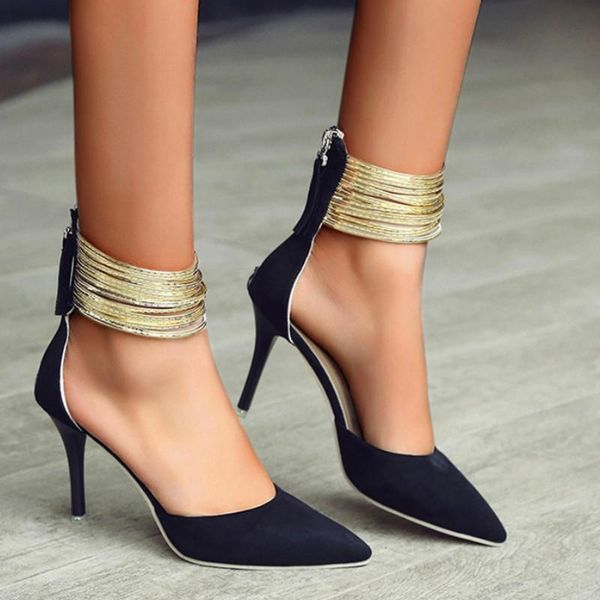 women sandals ankle high thin heels pointed toe lace-up party wedding design summer shoes, Black
women sandals ankle high thin heels pointed toe lace-up party wedding design summer shoes, Black