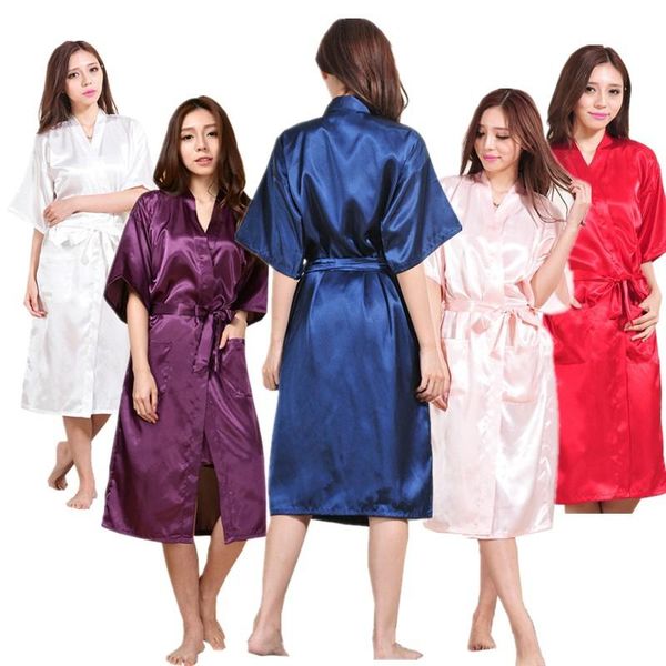 women's sleepwear wholesale womens pure color long satin silk robes solid kimono nightgown dress gown plus size bathrobe t29, Black;red
women's sleepwear wholesale womens pure color long satin silk robes solid kimono nightgown dress gown plus size bathrobe t29, Black;red