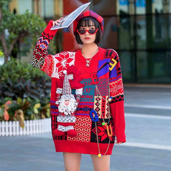 ladies retro lazying female christmas sweater high-loose turtleneck heavy industry wearing knit jacket, White;black
ladies retro lazying female christmas sweater high-loose turtleneck heavy industry wearing knit jacket, White;black