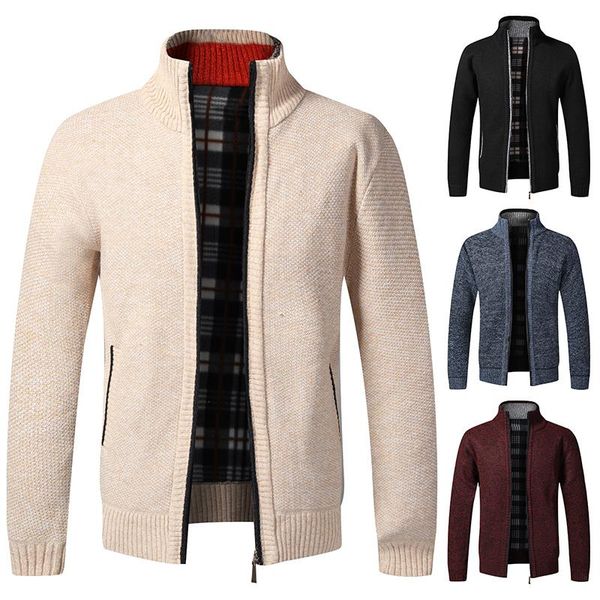 men's sweaters fall winter sweater 2021 zippered cardigan with fool warm casual loose knitted solid color stand collar, White;black
men's sweaters fall winter sweater 2021 zippered cardigan with fool warm casual loose knitted solid color stand collar, White;black