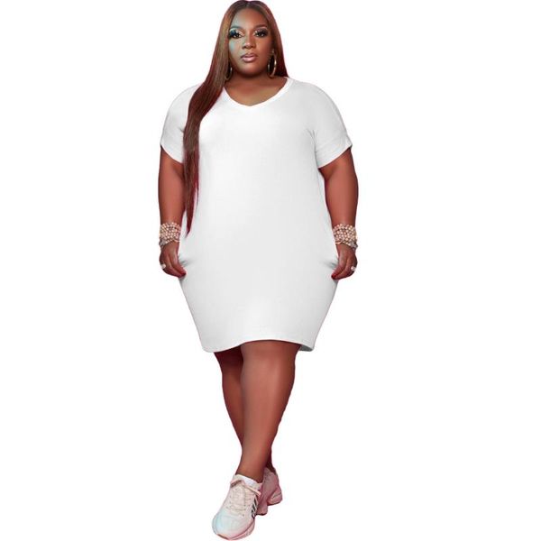 plus size dresses haoohu women clothing 2021 solid casual knee-length dress loose short sleeve v-neck pullover pockets urban 5xl, Black 
plus size dresses haoohu women clothing 2021 solid casual knee-length dress loose short sleeve v-neck pullover pockets urban 5xl, Black