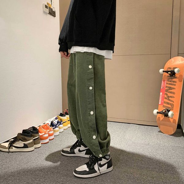 men's pants double side button corduroy men fashion streetwear casual hip hop trousers wide leg korean straight mens selling nk8n, Black
men's pants double side button corduroy men fashion streetwear casual hip hop trousers wide leg korean straight mens selling nk8n, Black