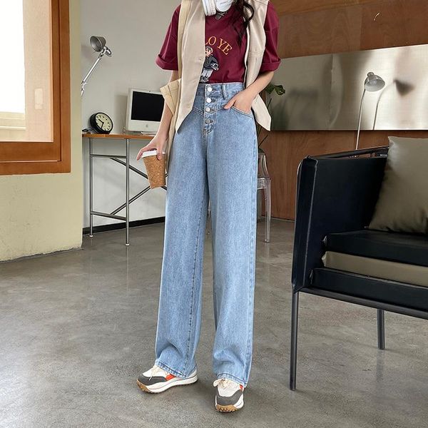 women's jeans shnsophi denim pants streetwear female retro washed high waist single breasted wide leg straight ladies trousers, Blue
women's jeans shnsophi denim pants streetwear female retro washed high waist single breasted wide leg straight ladies trousers, Blue