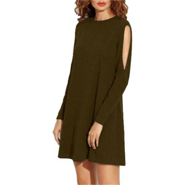 casual dew shoulder long sleeve dress women o-neck hollow out loose a line vestidos solid dresses, Black;gray
casual dew shoulder long sleeve dress women o-neck hollow out loose a line vestidos solid dresses, Black;gray