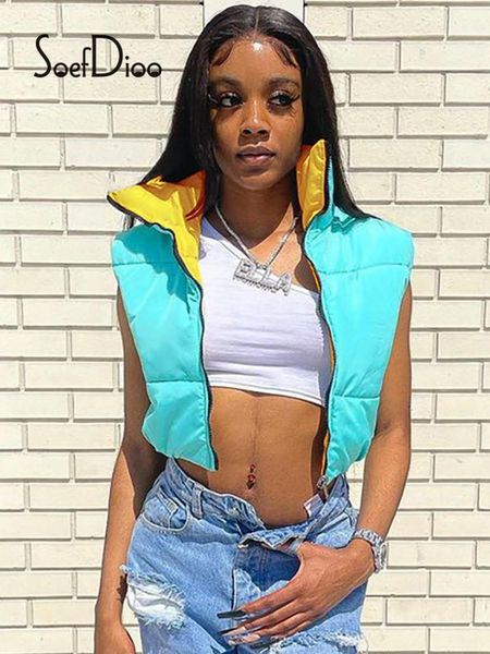 women's vests soefdioo contrast color double-sided crop tank fashion zipper sleeveless jacket women fall winter 2021 casual warm, Black;white
women's vests soefdioo contrast color double-sided crop tank fashion zipper sleeveless jacket women fall winter 2021 casual warm, Black;white