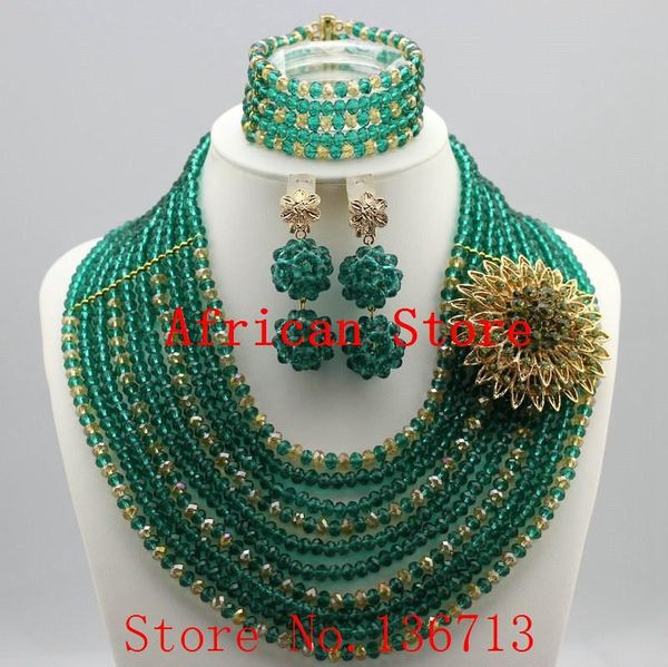 earrings & necklace design multistrand nigerian wedding jewelry set with rhine flower women african beads sy103-3, Silver
earrings & necklace design multistrand nigerian wedding jewelry set with rhine flower women african beads sy103-3, Silver
