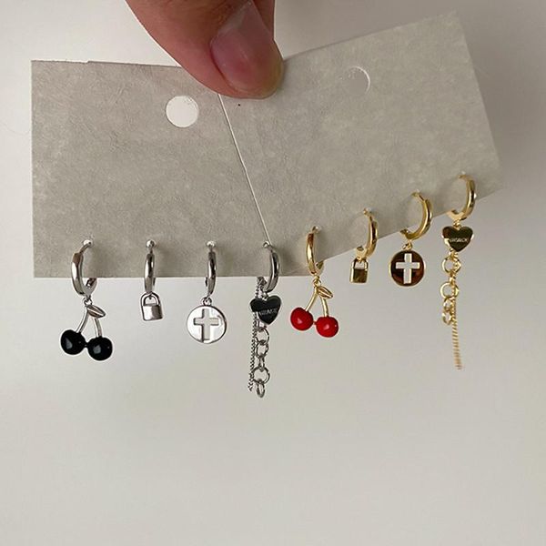hoop & huggie aomu 4pcs/set vintage gold silver color metal love earrings irregular geometric long cross cherry lock drop for wome, Golden;silver
hoop & huggie aomu 4pcs/set vintage gold silver color metal love earrings irregular geometric long cross cherry lock drop for wome, Golden;silver