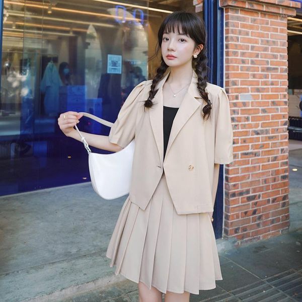 two piece dress 2021 summer women pleated skirt suits preppy style khaki 2 sets blazer and skirts elegant fashion slim suit coat outfits, White
two piece dress 2021 summer women pleated skirt suits preppy style khaki 2 sets blazer and skirts elegant fashion slim suit coat outfits, White