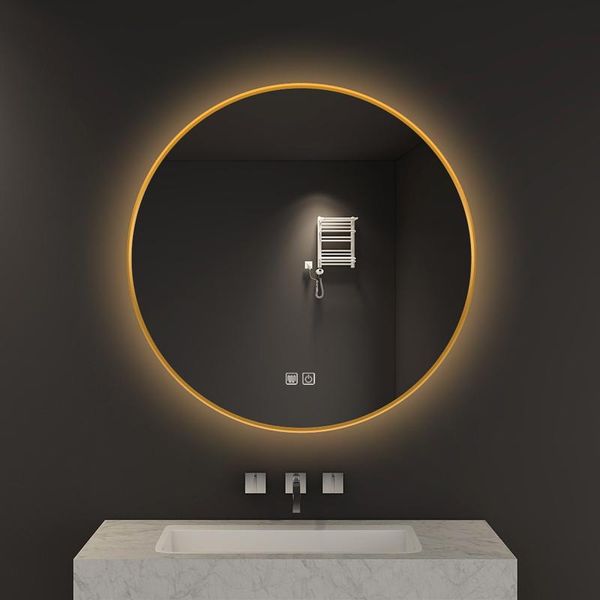 mirrors golden round shape wall hanging led aluminum alloy light mirror intelligent back bathroom anti-fog illuminated
mirrors golden round shape wall hanging led aluminum alloy light mirror intelligent back bathroom anti-fog illuminated