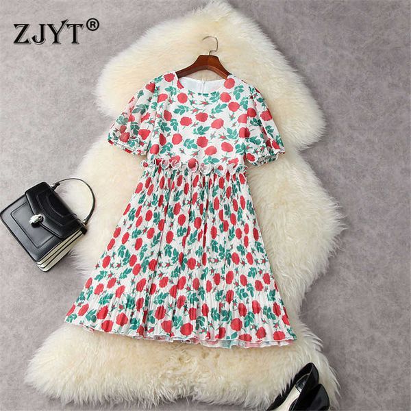 fashion short sleeve ruffles print pleated summer chiffon dress women robe casual loose vestidos 210601, Black;gray
fashion short sleeve ruffles print pleated summer chiffon dress women robe casual loose vestidos 210601, Black;gray
