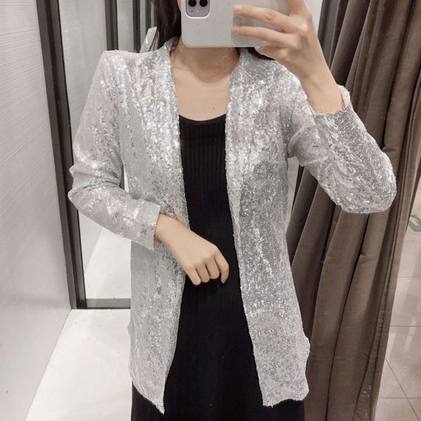 small suit sequin coat women's spring and autumn versatile loose casual blazer, Black;brown
small suit sequin coat women's spring and autumn versatile loose casual blazer, Black;brown