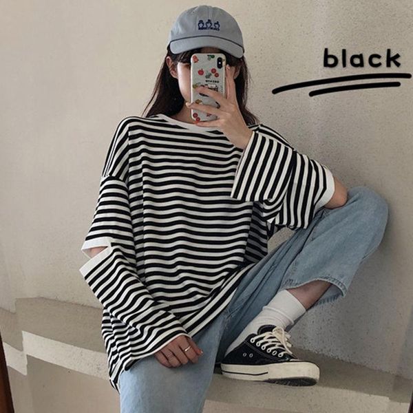 women's t-shirt striped long sleeve korean version 2021 spring and autumn komatsu hara sufeng thin wear, White
women's t-shirt striped long sleeve korean version 2021 spring and autumn komatsu hara sufeng thin wear, White