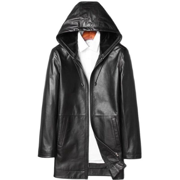 men's leather & faux spring and autumn haining jacket 100% real sheepskin mid-length hooded windbreaker coat m-4xl, Black
men's leather & faux spring and autumn haining jacket 100% real sheepskin mid-length hooded windbreaker coat m-4xl, Black