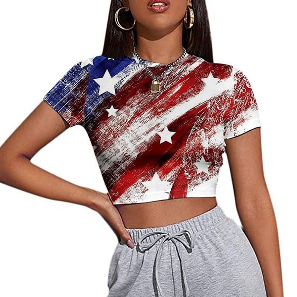 women's blouses & shirts summer fashion short sleeve tee american independence day printed slim navel t-shirt crop for women street, White
women's blouses & shirts summer fashion short sleeve tee american independence day printed slim navel t-shirt crop for women street, White
