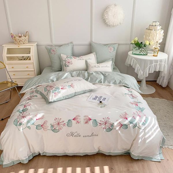 bedding sets luxury white 100% cotton leaf floral embroidery set el bed sheet flat king size duvet cover
bedding sets luxury white 100% cotton leaf floral embroidery set el bed sheet flat king size duvet cover