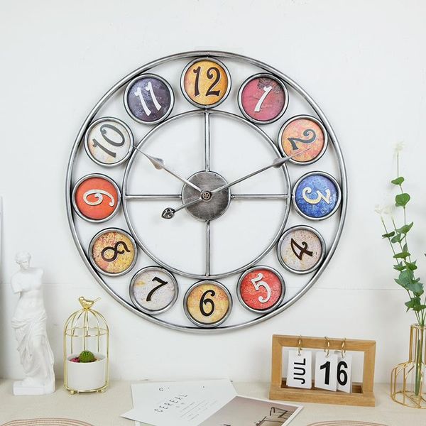 23.6 inch european style retro creative multi coloured large metal wall clocks for lounge, kitchen, pub, loft, cafe
23.6 inch european style retro creative multi coloured large metal wall clocks for lounge, kitchen, pub, loft, cafe