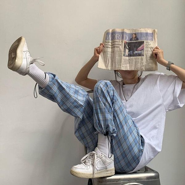 women's jeans 2021 fashion green checkered harajuku pants women straight trousers high waist plaid spring baggy pantalones bottom, Blue
women's jeans 2021 fashion green checkered harajuku pants women straight trousers high waist plaid spring baggy pantalones bottom, Blue