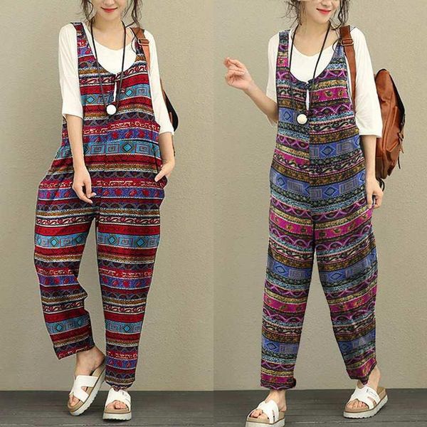 women's jumpsuits & rompers 5xl celmia vintage print long women 2021 summer sleeveless casual wide leg playsuits loose kaftan overalls, Black;white
women's jumpsuits & rompers 5xl celmia vintage print long women 2021 summer sleeveless casual wide leg playsuits loose kaftan overalls, Black;white