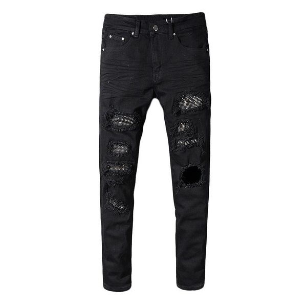 men's jeans gzdeerax mens slim skinny crystal rhinestone patchwork ripped fashion patch black stretch denim pants 40, Blue
men's jeans gzdeerax mens slim skinny crystal rhinestone patchwork ripped fashion patch black stretch denim pants 40, Blue
